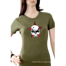 Tela Impresso Equipado Mulheres Exército Verde Moda Camiseta